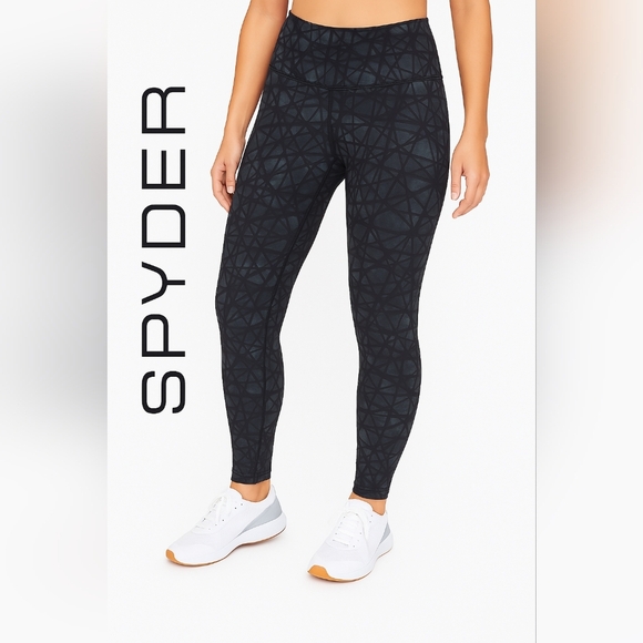 Spyder Pants - Spyder Black, Gray Athletic Leggings with Whimsigoth Design (#520)